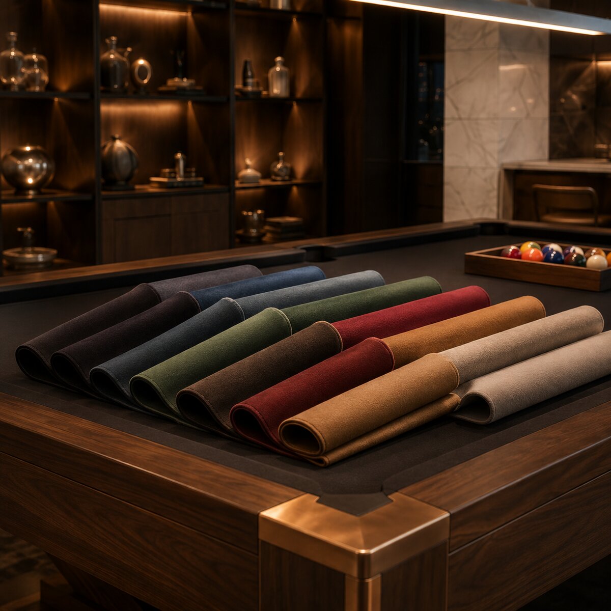 Championship pool table cloth color swatches