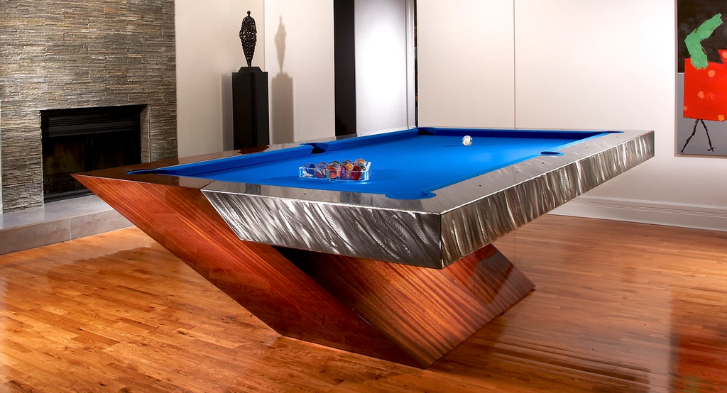 The Catalina pool table, an ultra-modern cantilever design in a luxury residential interior