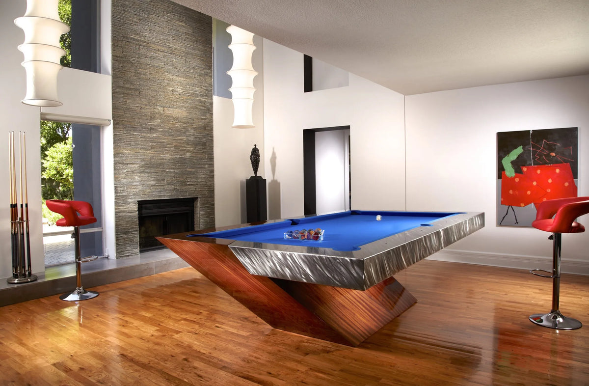 The Catalina pool table, an ultra-modern cantilever design in a luxury residential interior