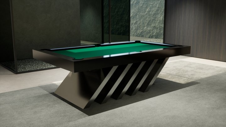The Laurent pool table by CB Design, featuring unique geometric legs